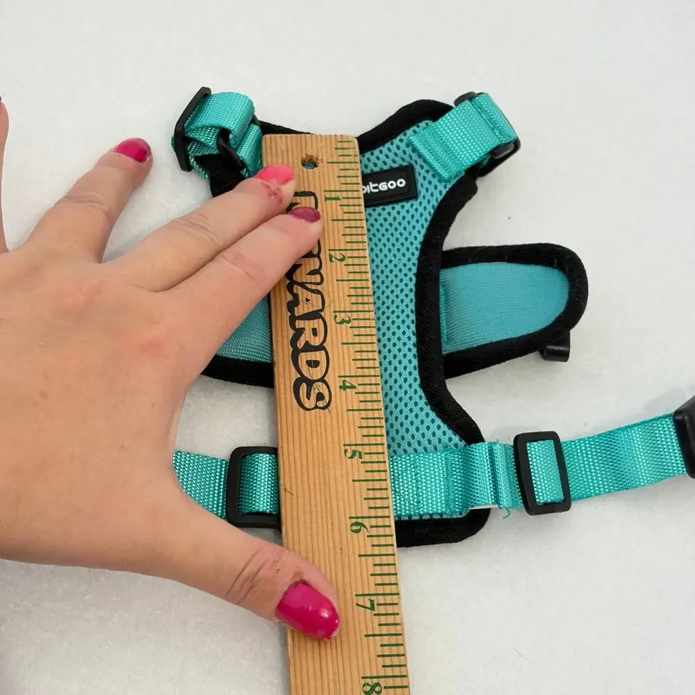Dog Harness XS Toy Size Teal Black Adjustable Buckle Padded Comfort Harness